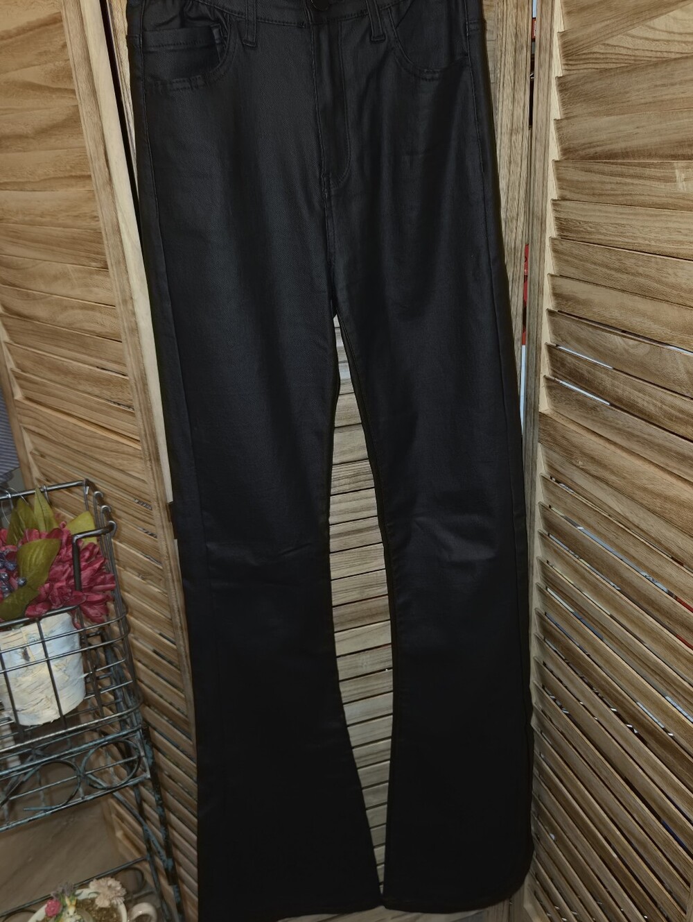 Edikted S Black Shiny Flared Pants